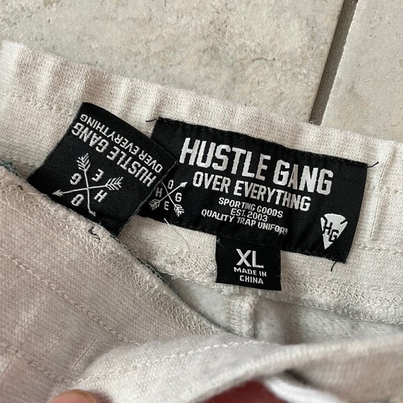 VTG Y2K Hustle Gang Mens Sweat Pants Size XL Rugby Color Block Rare - Picture 4 of 8